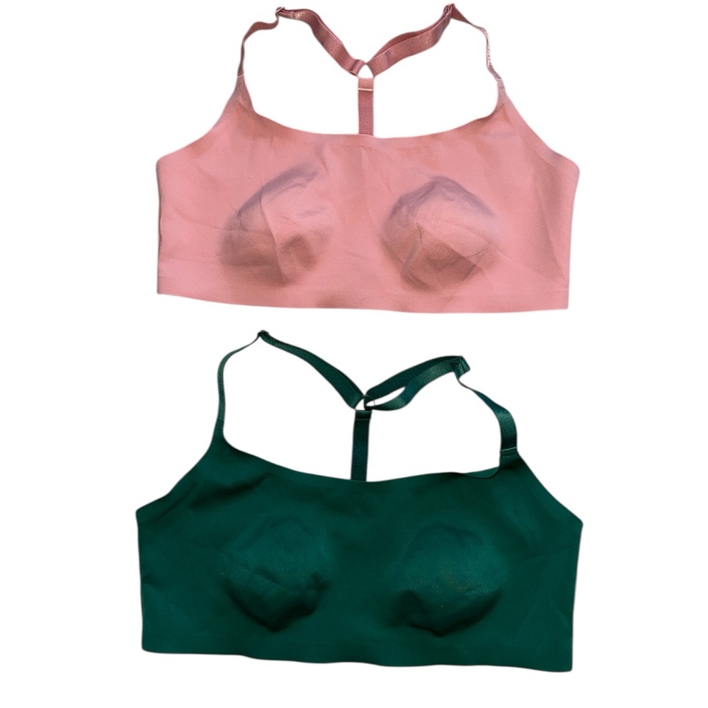 Lot Of 2 Auden Unlined Racerback Bralette XL Pink Green Adjustable Womens